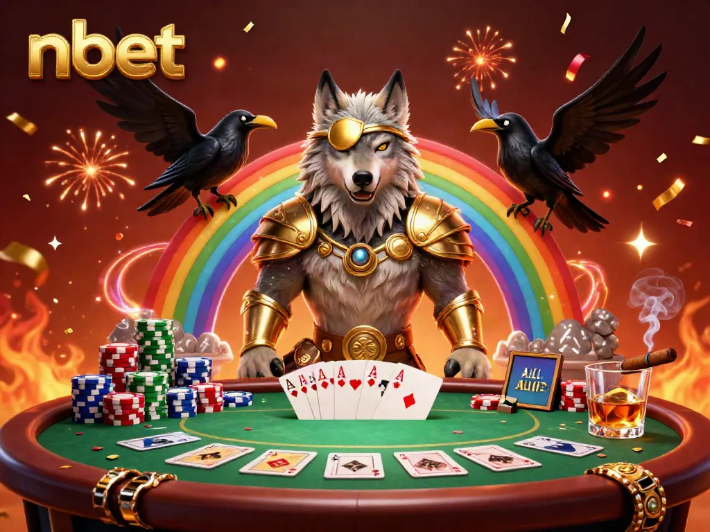 Engage with nbet's vibrant casino atmosphere featuring Norse mythology characters and poker elements.