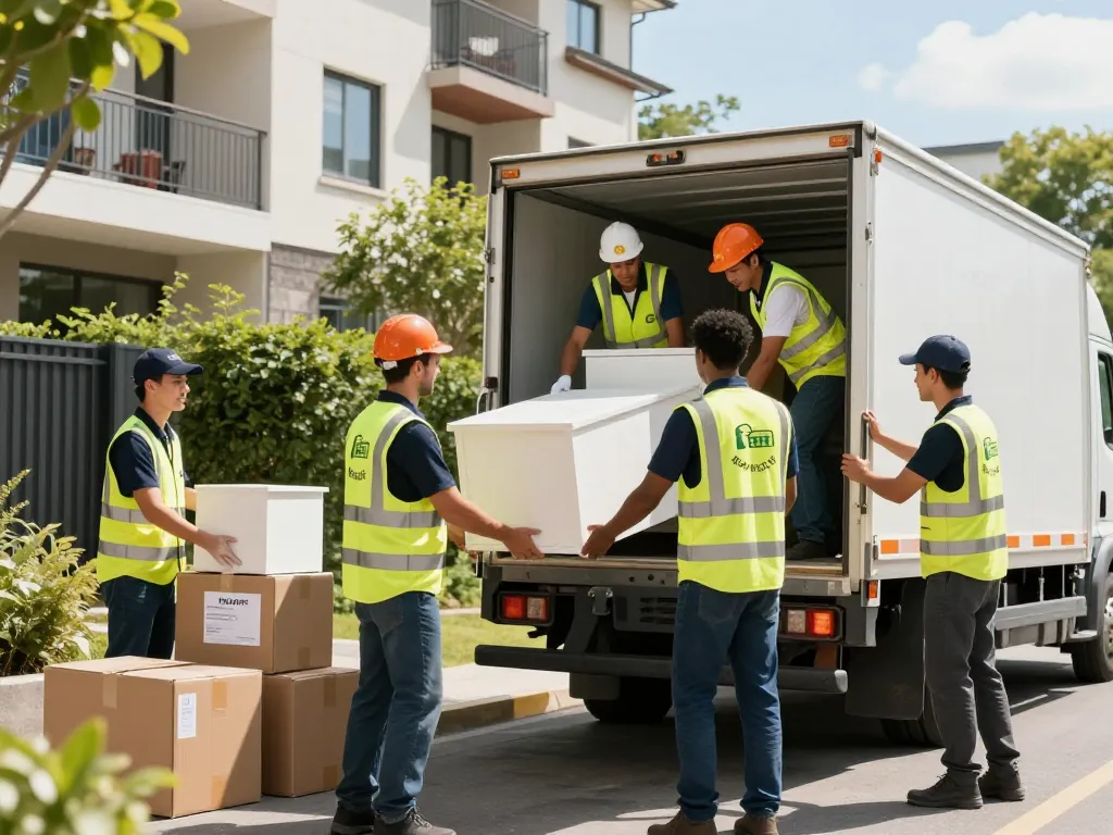 Zuverlässiges Umzugsunternehmen Hannover-Team lädt effizient Umzugswagen für einen stressfreien Umzug.