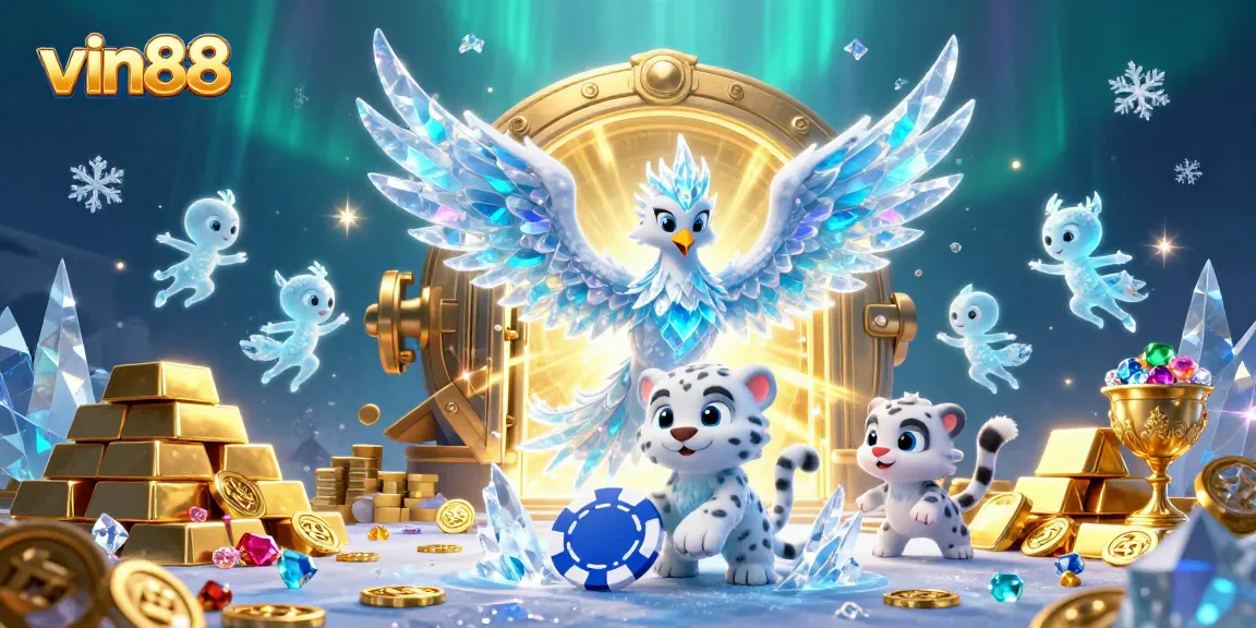 Experience the magic of vin88 with an ice phoenix, poker chip fun, and treasures galore!