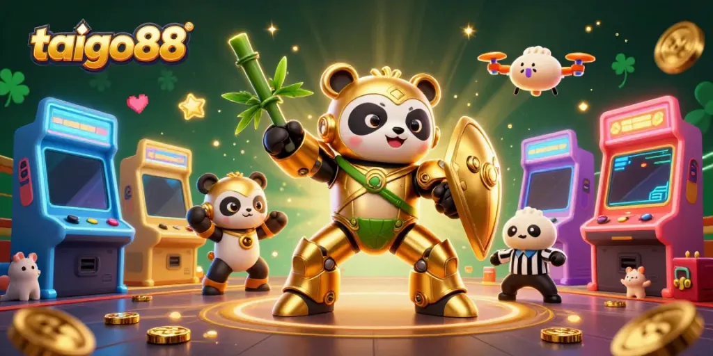 Experience thrilling gaming action at taigo88 with a vibrant scene featuring unique characters and colorful elements.