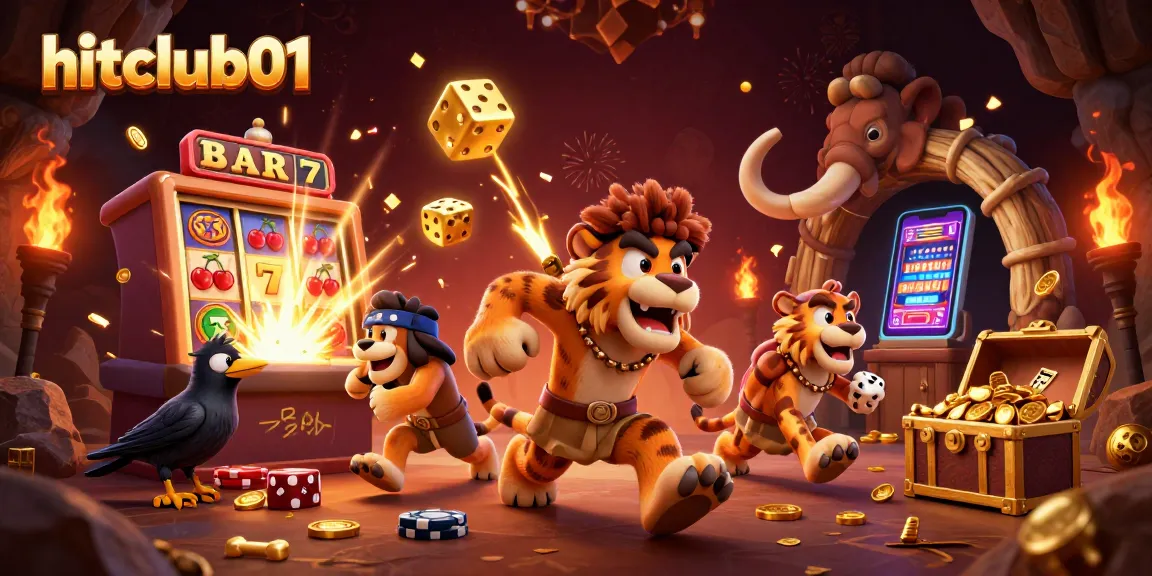 Experience the excitement of hitclub01 with cartoon characters enjoying a vibrant casino environment.