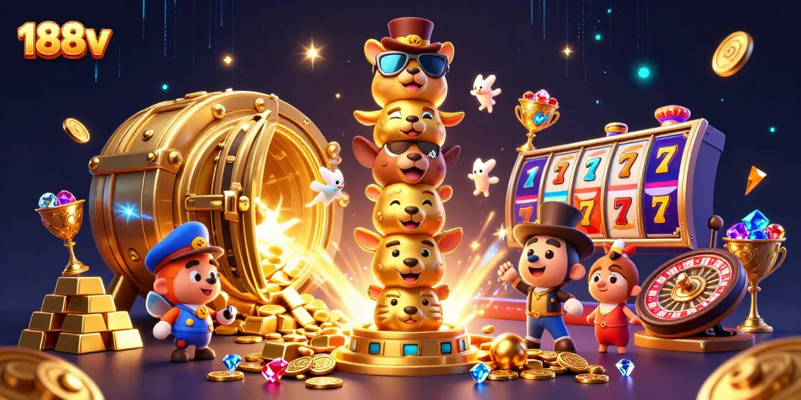 Spin the reels at 188v, featuring vibrant casino elements and a lively golden totem pole.