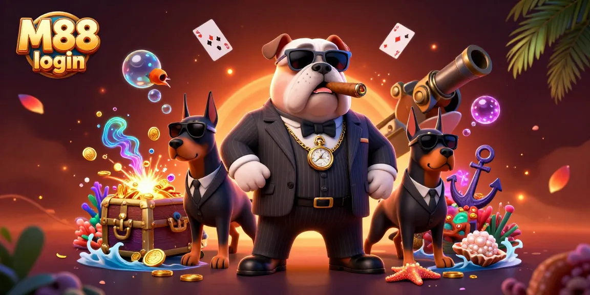 M88 login to access exciting online betting options featuring a mafia bulldog and thrilling game elements.