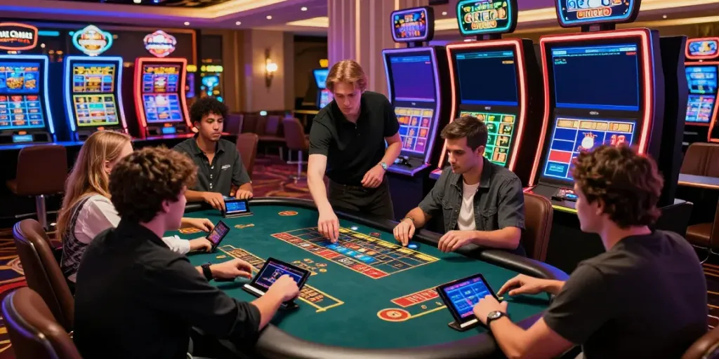Exciting gameplay at Streek Crypto Casino Canada with players using smartphones for cryptocurrency betting