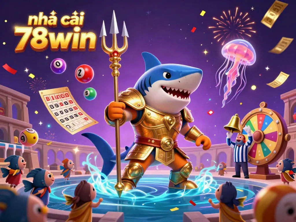 Experience thrilling gameplay with nhà cái 78win amidst a festive underwater scene of vibrant lottery elements.