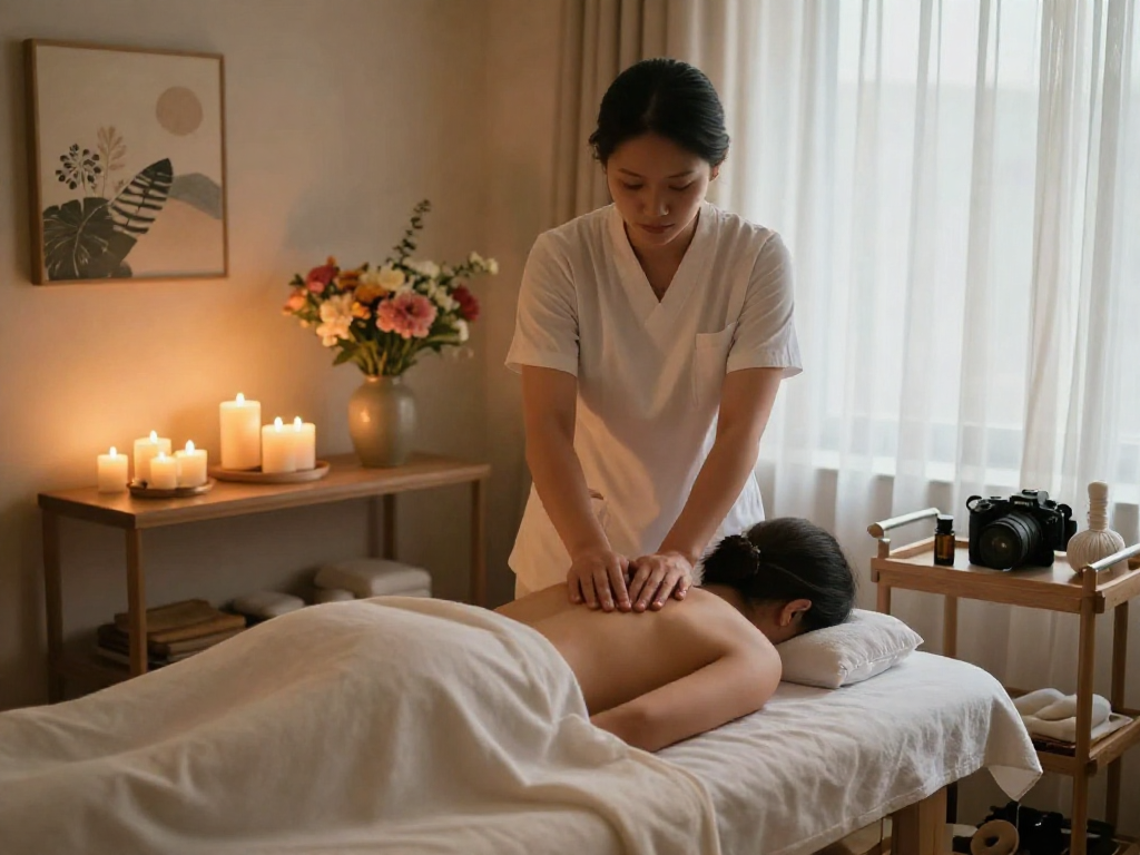 Relaxation massage therapy session at 서대문출장안마, featuring soothing atmosphere and therapist in action.