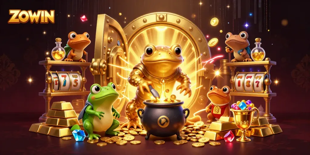 ZOWIN invites players to experience stunning thematic casino adventures with vibrant golden graphics.