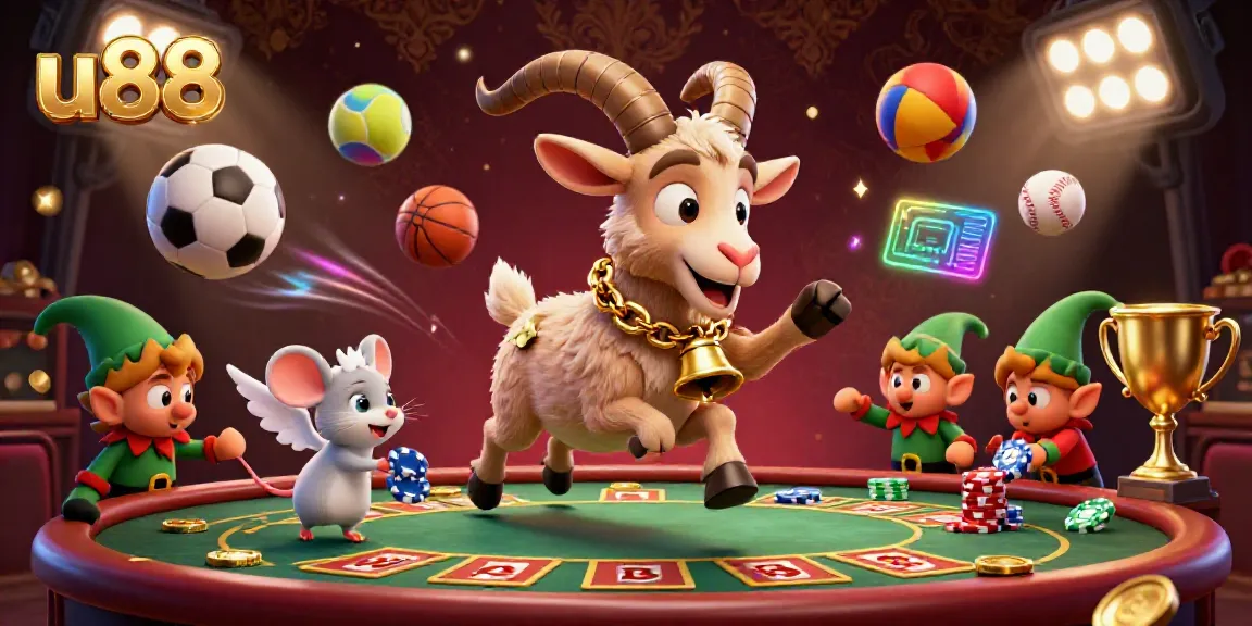 Experience the chaotic fun of u88 with a festive Krampus goat managing a holiday-horror casino.