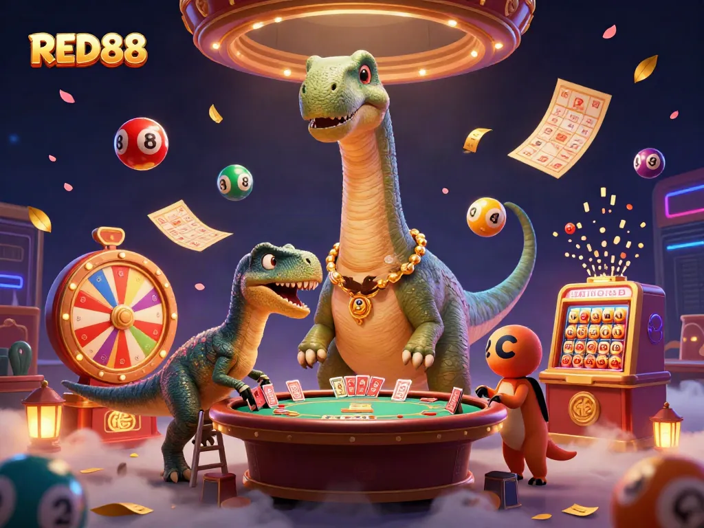 Engage with RED88 in an immersive casino experience, featuring vibrant colors and dynamic elements.