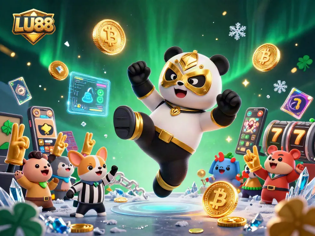 LU88 showcases a thrilling slot gaming scene with vibrant characters in a lively casino atmosphere.