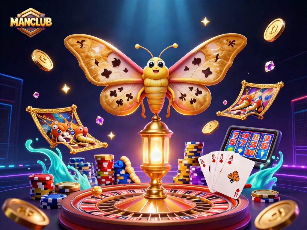 Play thrilling games at MANCLUB, featuring vibrant 3D illustrations and captivating casino elements.