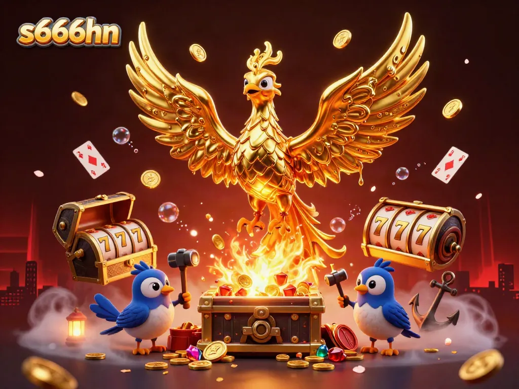 Experience the thrilling game atmosphere of s666hn with a molten golden phoenix and dynamic casino elements.