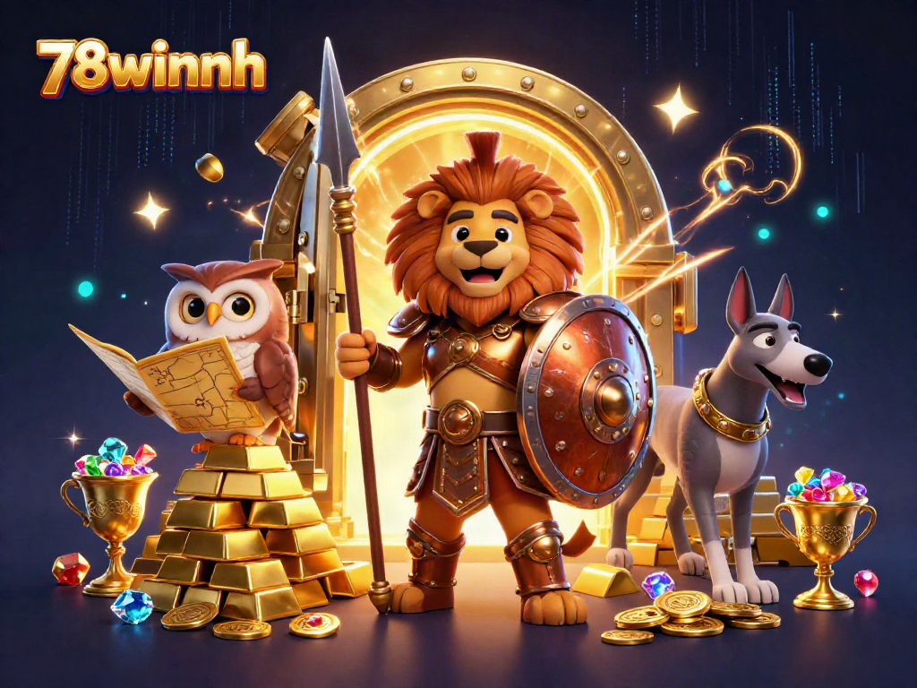 Experience big wins at 78winnh with majestic characters and gold treasures in an ultra-detailed casino setting.