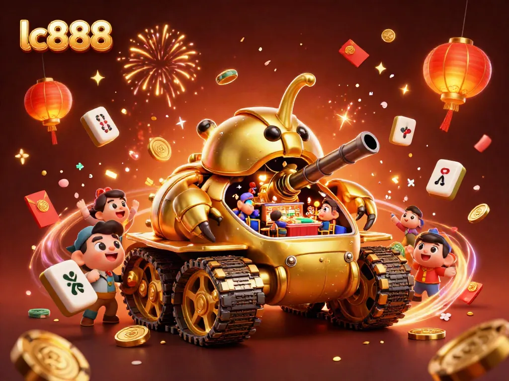 Experience the lively atmosphere of lc888's miniature casino in a golden beetle tank bursting with vibrant elements.
