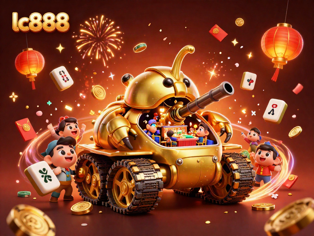 Experience the lively atmosphere of lc888's miniature casino in a golden beetle tank bursting with vibrant elements.