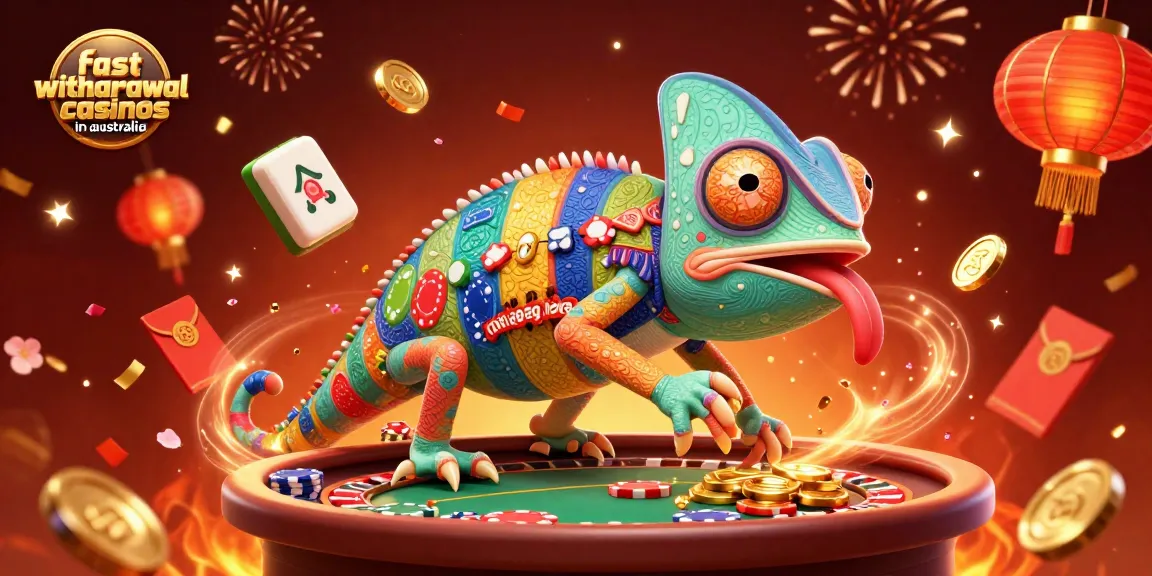 Experience fast withdrawal casinos in Australia with vibrant chameleon casino owner and dynamic gameplay elements.