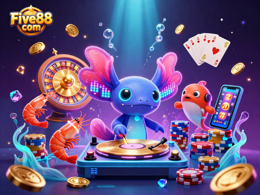 Create winning moments at Five88 com in this lively underwater casino scene full of excitement.
