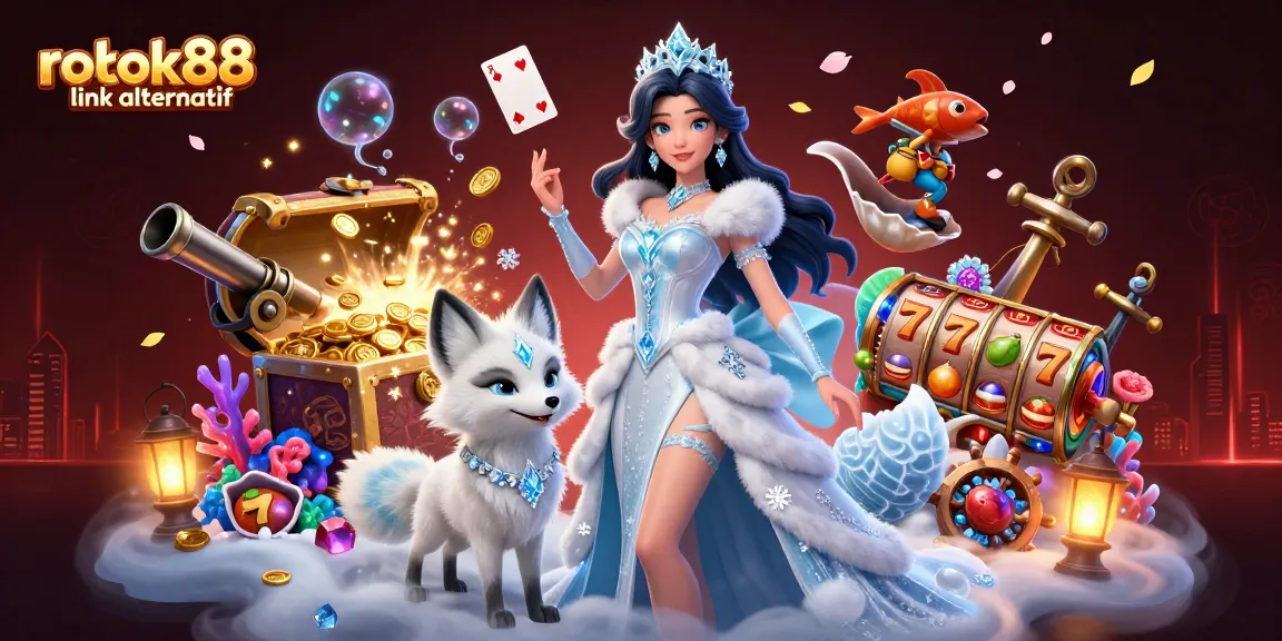 Experience the thrills with rokok88 link alternatif in this vibrant casino scene featuring stunning characters and dynamic game elements.
