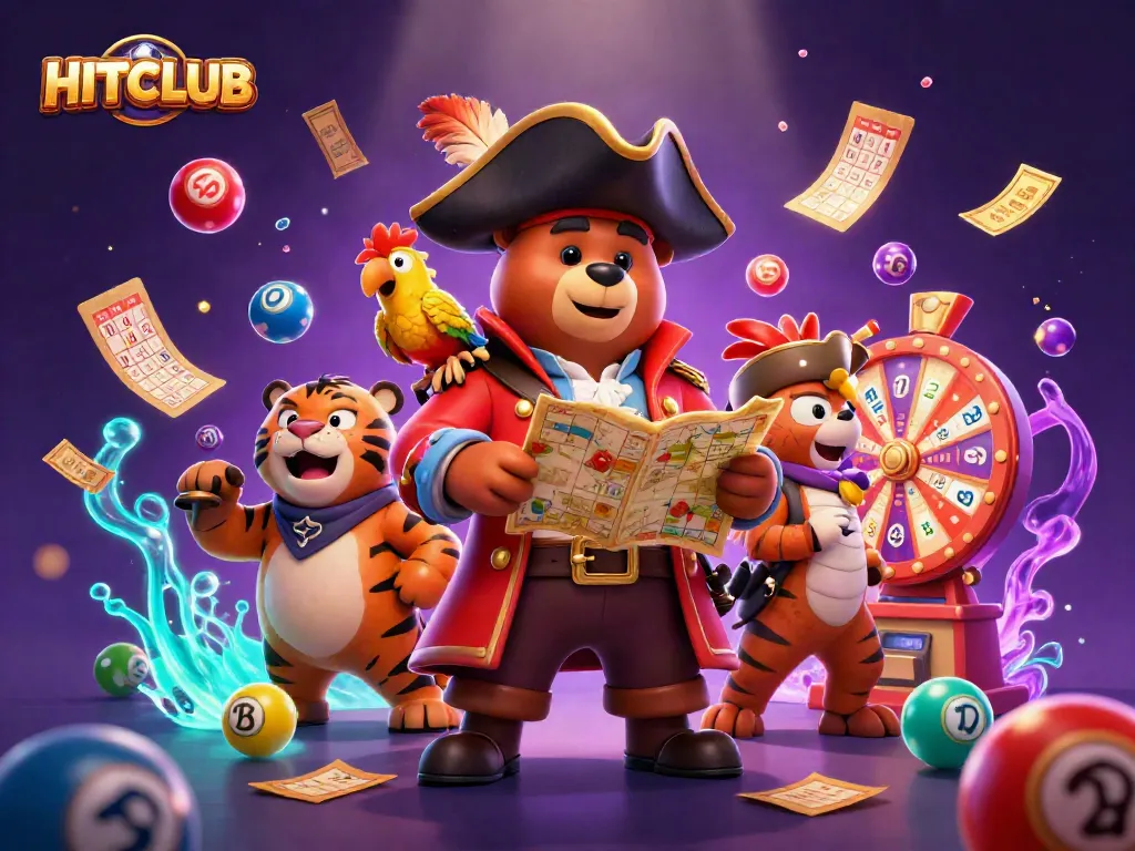 Engage in thrilling HITCLUB games with a colorful display of lottery elements and casino vibes.