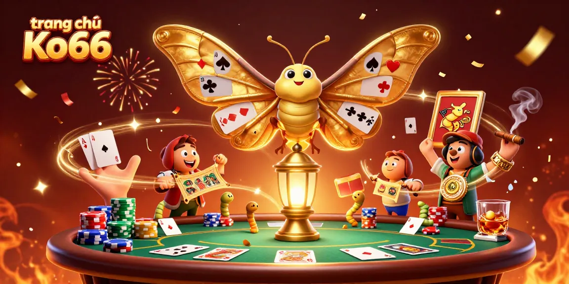 Experience exhilarating wins on trang chủ Ko66 with vibrant casino scenes featuring poker action and golden elements.